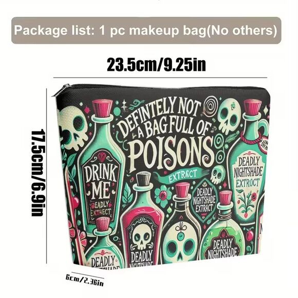 Definitely Not A Bag Full of Poisons Makeup Bag, Witchy Gifts for Women NEW - Picture 3 of 6